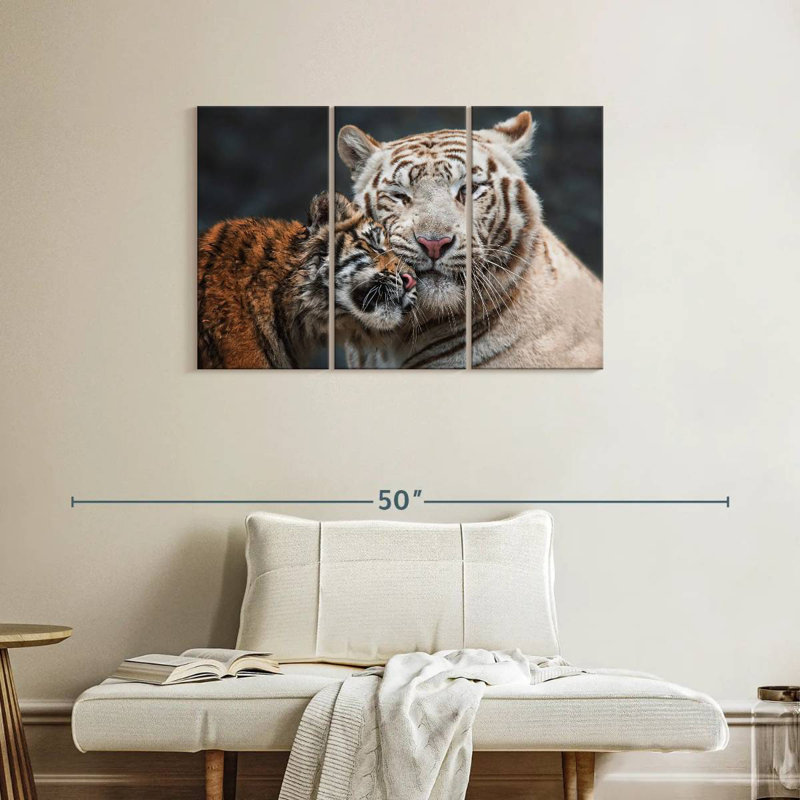 Brampt White Tiger And Kitten, 24" H x 38" W