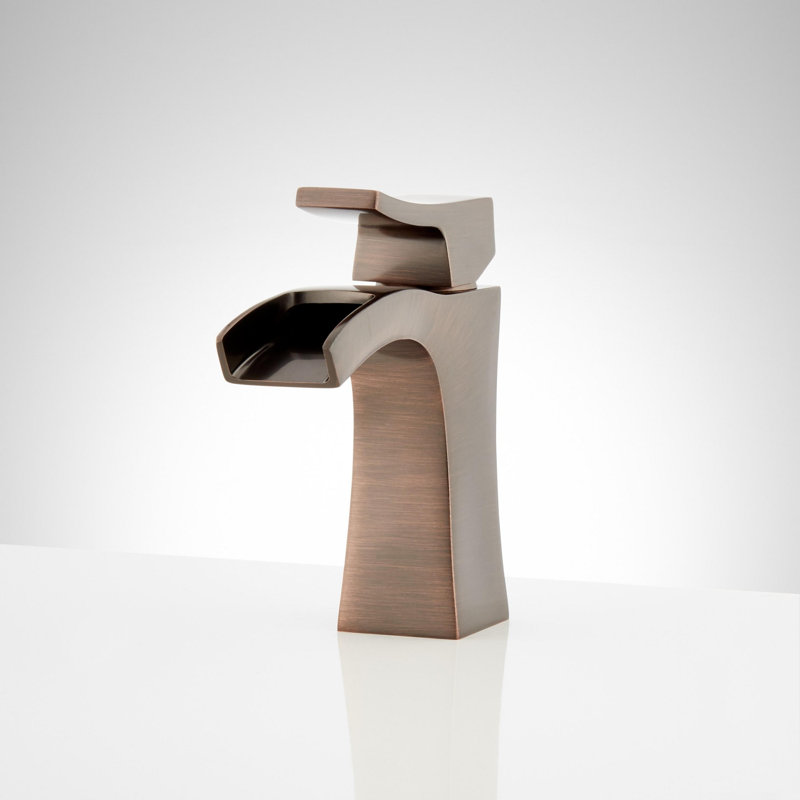 Robinet de salle de bain monotrou 1,2 GPM avec poignée levier en métal et bonde escamotable Vilamonte, Bronze huilé