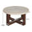 Danry Round Marble-Pattern Coffee Table with Wooden Base