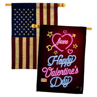 Neon Valentines Love 2-Sided Polyester 40 x 28 in. House Flag