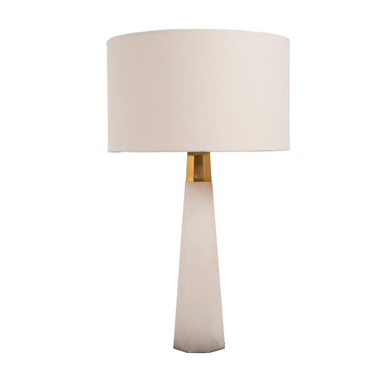 Lampe de table 1 lumière Newburg d'une hauteur de 28 po avec base en pierre d'albâtre blanche