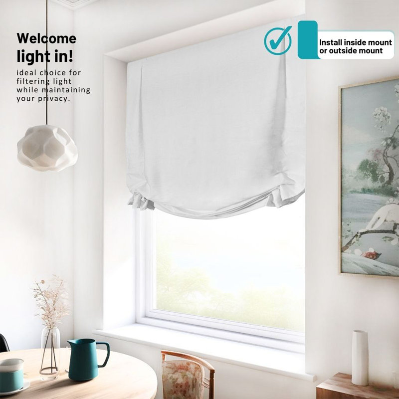 Semi Sheer Tie-up Shade, 23"W x 64"L, White