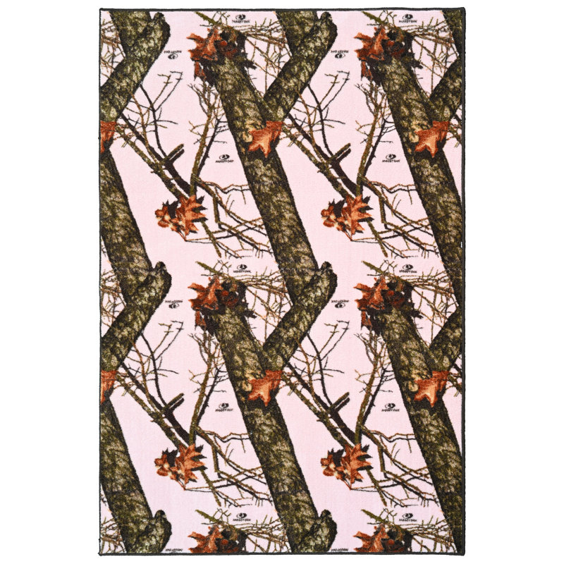 Break-Up Pink Camouflage Tufted Synthetic 6' x 9' Area Rug