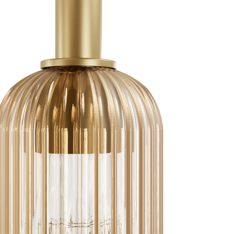 Hunter x Jasmine Roth Beverly Glen 1 Light Pendant Ceiling Light Fixture, Amber, Luxe Gold