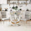 Table de salle à manger ronde en verre transparent de 99 cm (38,9 po) pour 2 à 4 personnes, de style moderne, idéale pour la cuisine, la salle à manger ou un appartement.-552594776-552594783