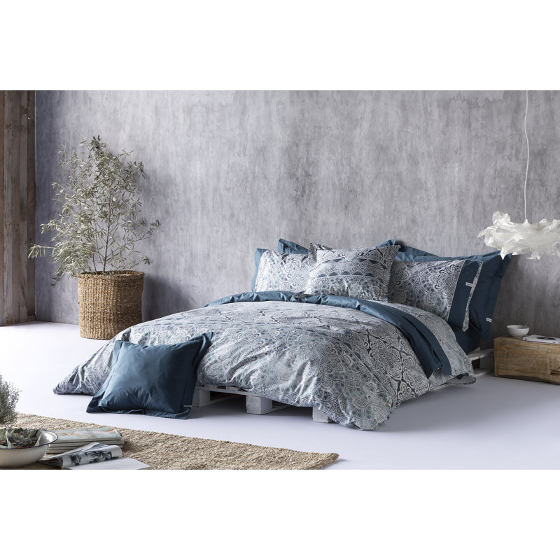 Carmon Damask Duvet Cover, Super King Duvet Cover, Petroleum