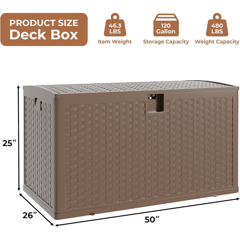 Boîte de rangement pour terrasse 120 gallons imperméable