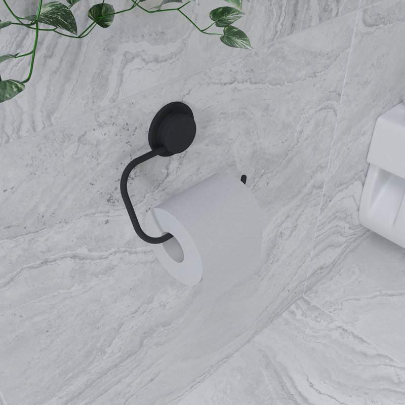 Stick 'n' Lock Matt Black Self Adhesive Toilet Roll Holder