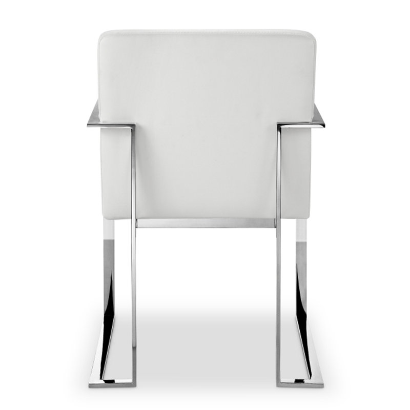 Poulin 18.5'' H Polyurethane Upholstered Armchair, White, Silver