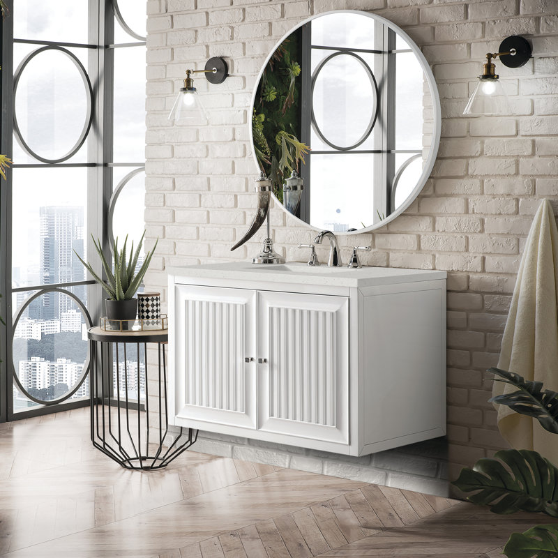 Athens 36'' W Single Vanity, Lime Delight, 8" Widespread, Glossy White