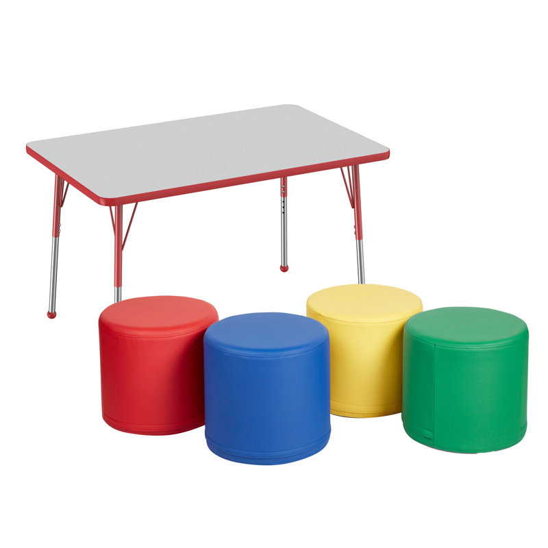 Ensemble de table et chaises rectangulaires à hauteur réglable T-Mould, Rouge