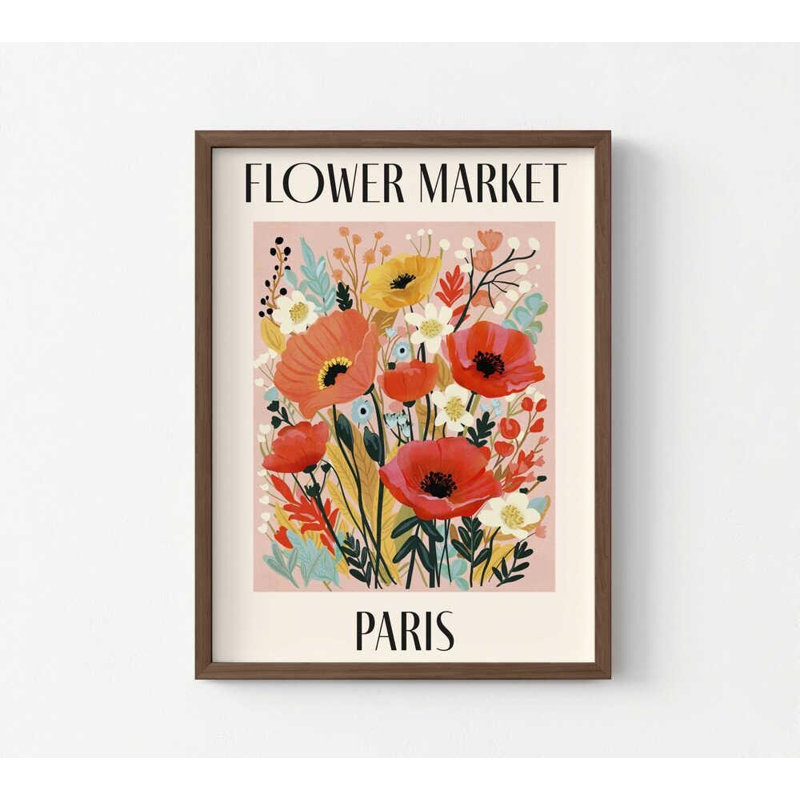 Paris Flower Market Art Print: Bright Botanical Wall Decor, Frameless Print, 16" H x 12" W, Does Not Apply