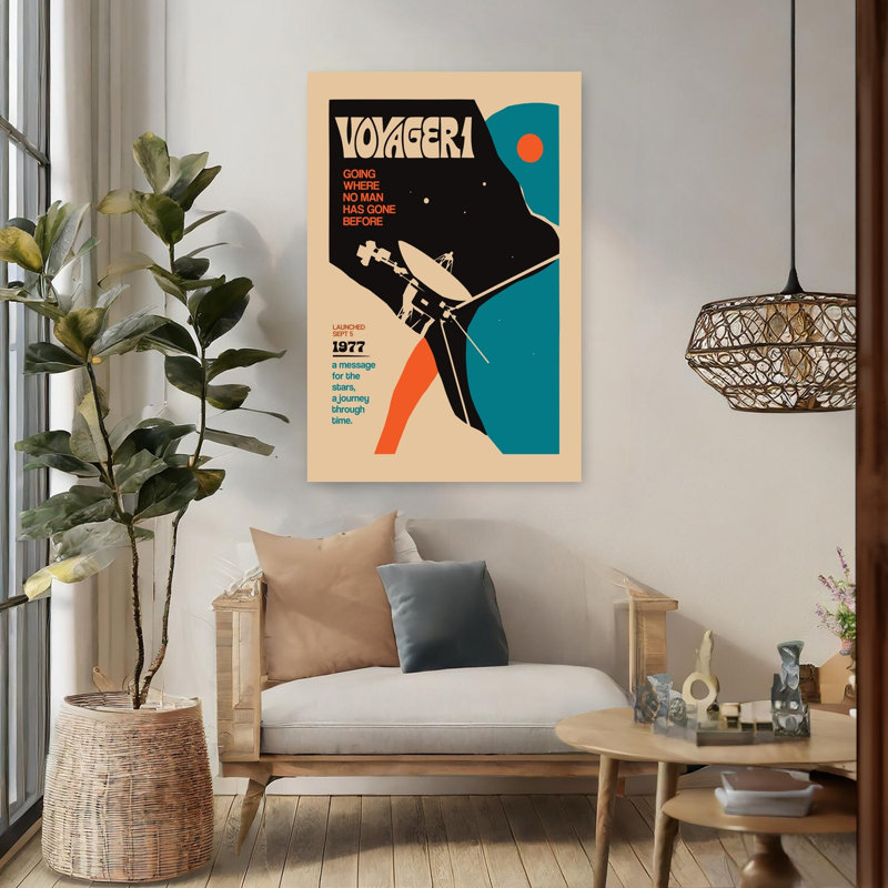 «Voyager 1 Cosmic Journey», abstrait, rétro, architecture vintage, impression d'art mural, H 48 po x l 32 po