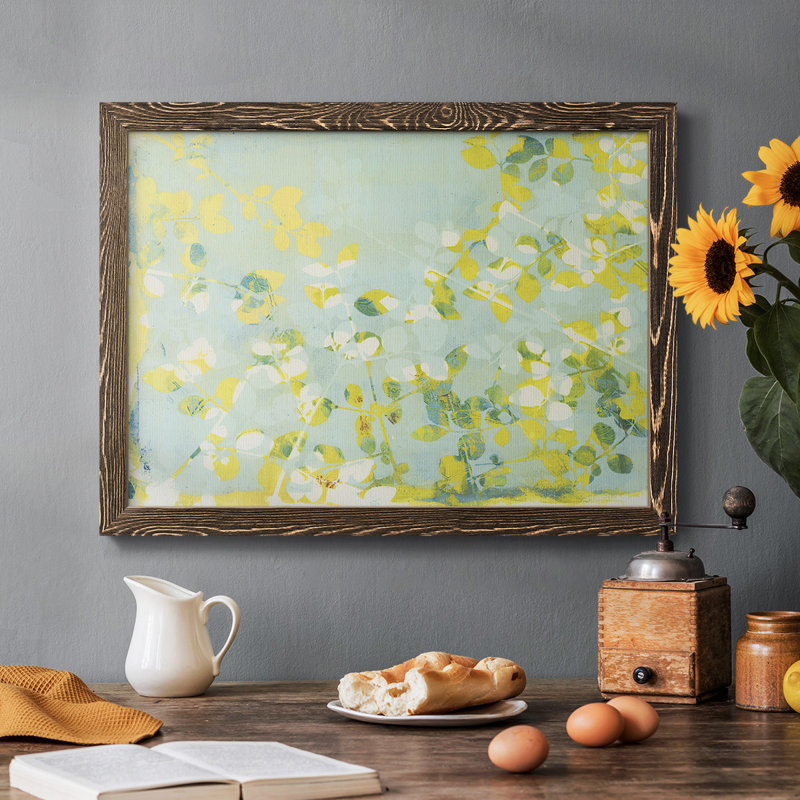 Lumière verte encadrée sur toile, Noyer, H 28 po x l 42 po x P 1,5 po