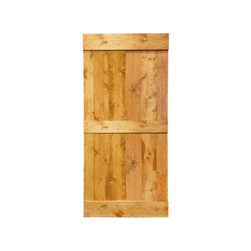 Panelled Wood Stained Mid-Bar Series Pre Assembled Barn Door Without Sliding Hardware Kit, Colonial Maple