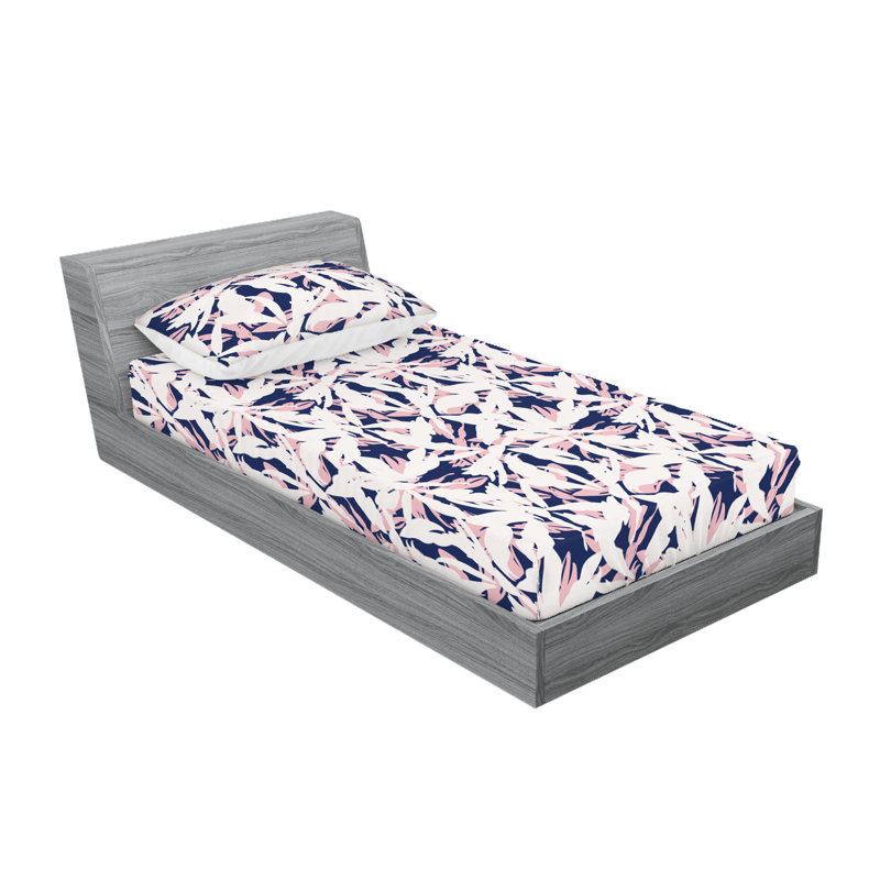 Drap-housse et taies décoratives 3 pièces Ambesonne, Coquille d'œuf / motif floral rose pastel