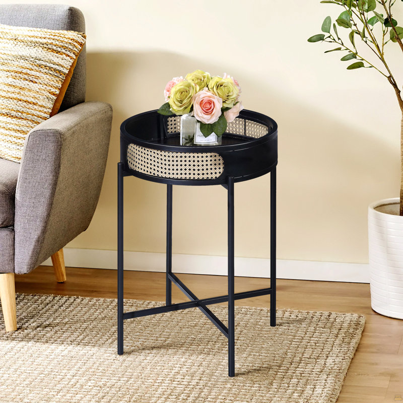 Table de bout noire avec plateau
