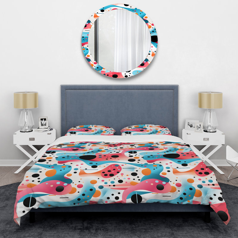 Literie rose et bleu 1950S, Housse de couette simple + 1 taie décorative stan