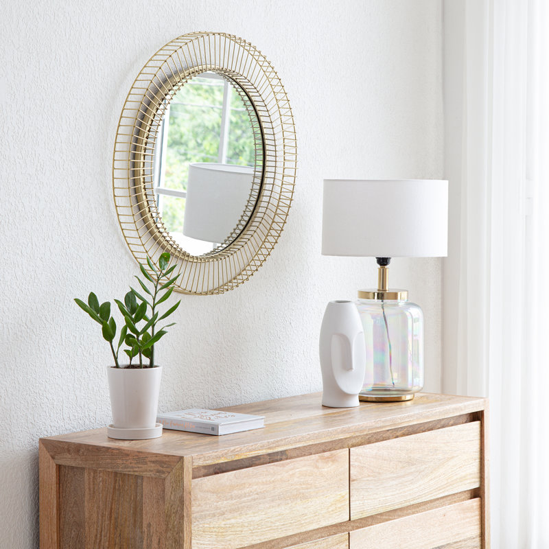 Argus 24" Round Gold Metal Sunbeam Wall Mirror