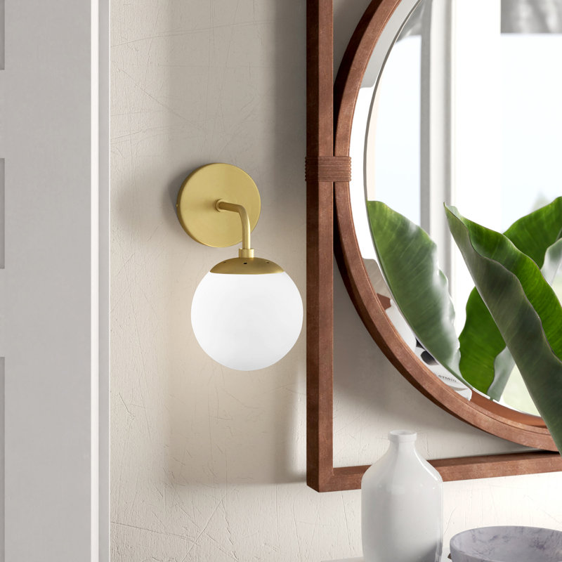 Cournoyer Armed Sconce, Brushed Brass, White