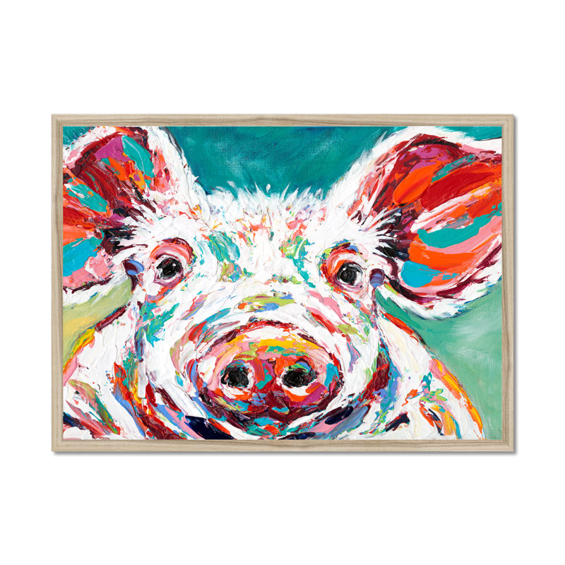 Piggy II by Carolee Vitaletti - Painting, 65cm H x 95cm W, Natural Wood Single Picture Framed Paper