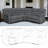 Reclining Sectional Sofa, Microfiber Manual 5 Seats Recliner Sectional Sofa with Cup Holders-2095983145