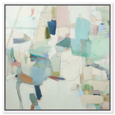 Décoration murale murale Azure Forms II, impression acrylique encadrée, couleur sauge, par Art Remedy, cadre blanc, 30 x 30 cm