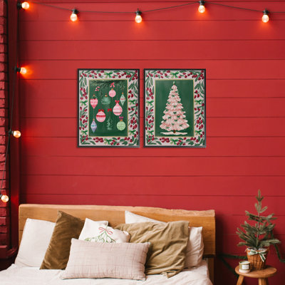 Ensemble de 2 giclées Vintage, ornements et bordure d'arbre, design par Yen