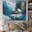 Cabin In The Woods In Winter I Polyester Tapestry-586338970