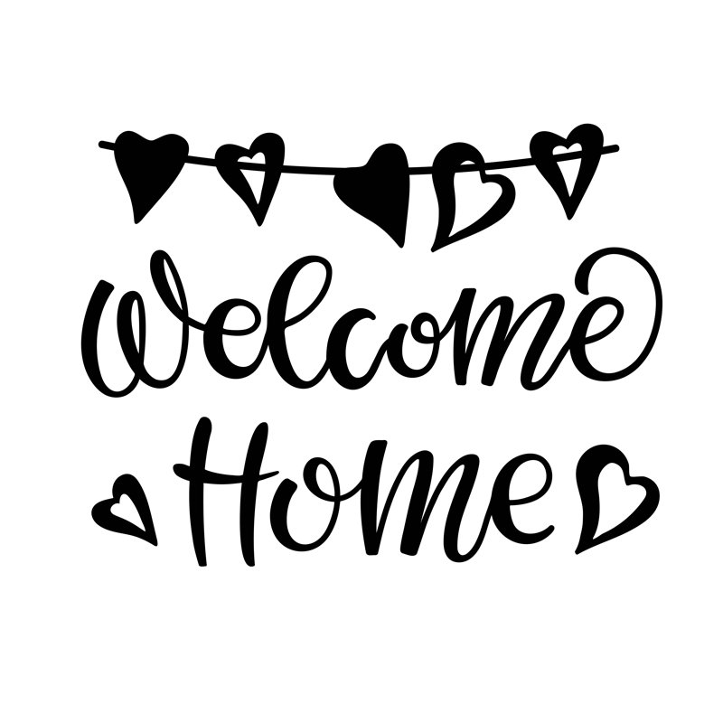 Welcome Monochrome Sign by Elena Kutuzova - Wrapped Canvas Print, 30cm H x 30cm W