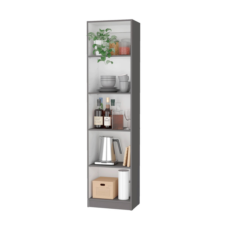Matt Grey And White 5-shelf Shelf - Slim Bookcase For Home 5 Stylish Homes