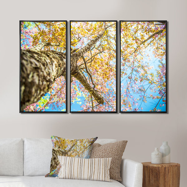 Ebern Designs Under Branch Of Yellow Cherry Tree Framed On Canvas 3 ...