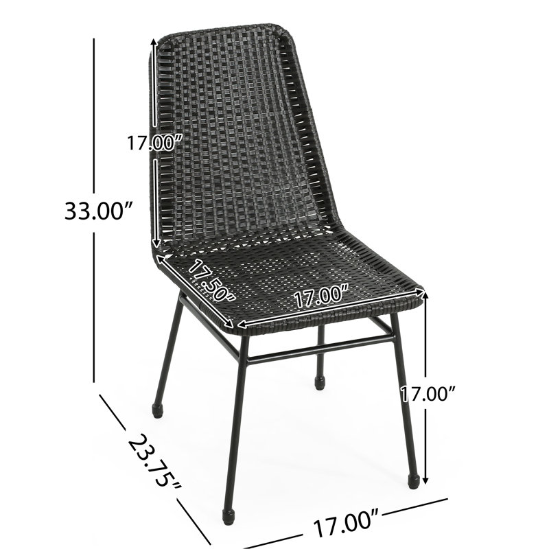 Chaises de salle à manger brun foncé (2) - structure à pieds en fer, siège et dossier tissés, 2 pièces d'assemblage nécessaires pour le soutien des jambes, PE requis avec instructions