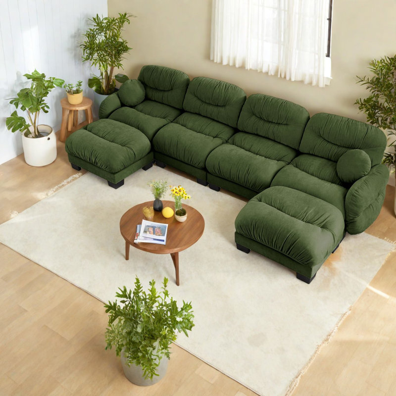 Compression Cozy Chenille Sectionals, Pleated Modern U Shape For Home