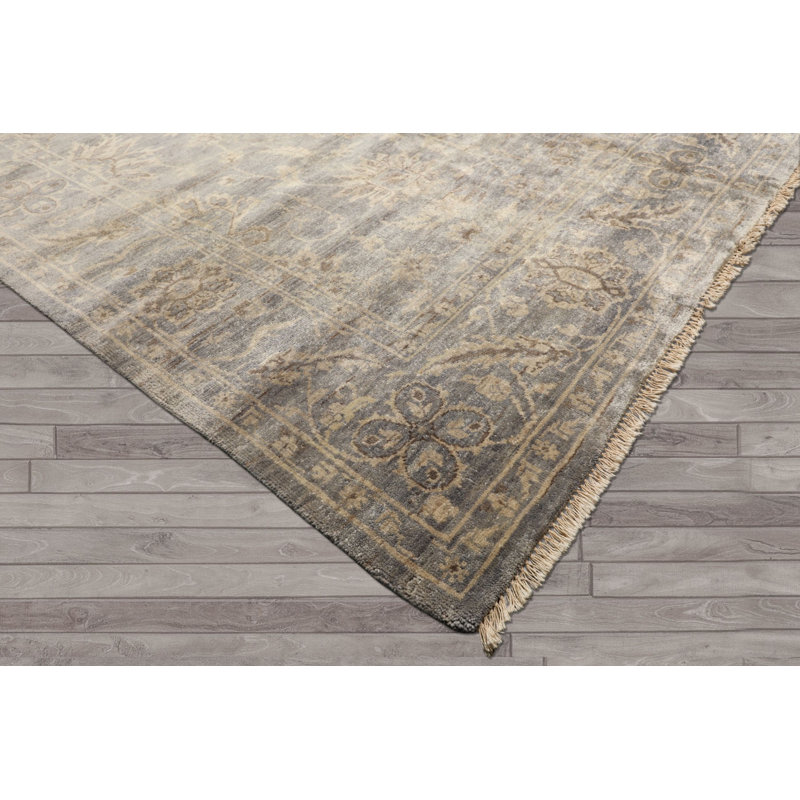 Tapis Oushak en laine, noué à la main, gris beige transitionnel, 2,50 m x 3 m