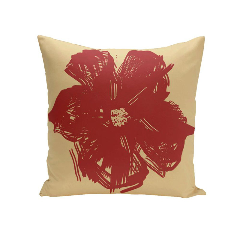 Floral Outdoor Reversible Throw Pillow, 20" H x 20" W x 7" D, Yellow