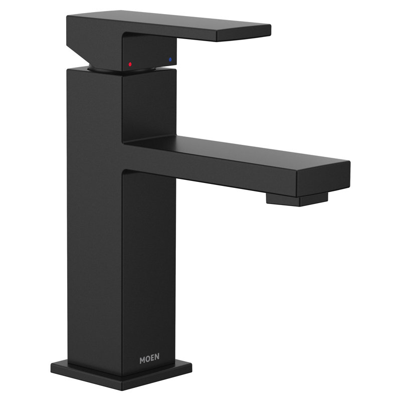 Moen Revyl One-Handle Single Hole Bathroom Faucet with Drain Assembly, Matte Black
