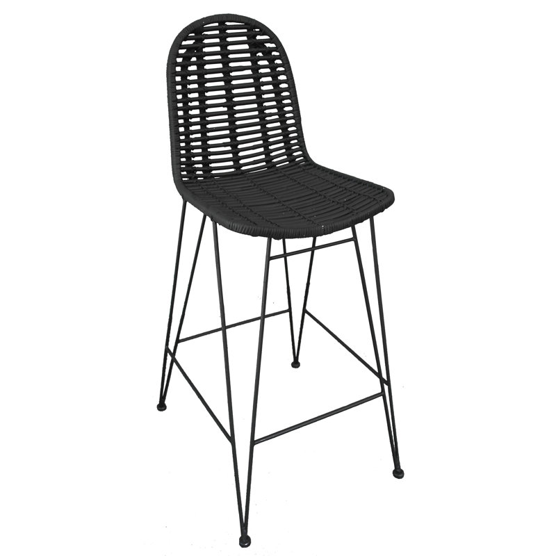 Mabel Counter Stool with Metal Frame, Black