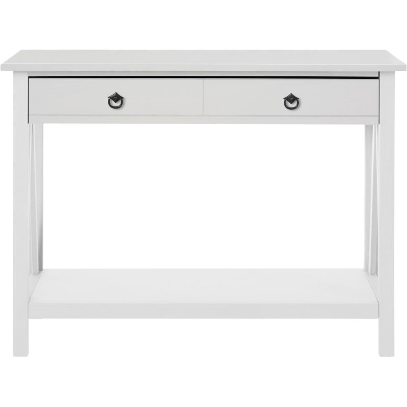 Console en bois massif 42,13 po Barirah, Blanc