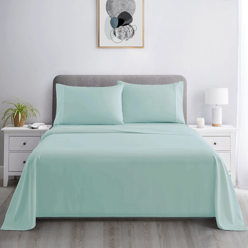 Ensemble de draps en coton 3 pièces avec housse de coussin Marina, Ensemble de draps pour lit simple + 1 taie d'oreil