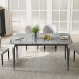 Krystah Rectangular Large Corner of Sintered Stone Ceramics Dining Table with Metal legs