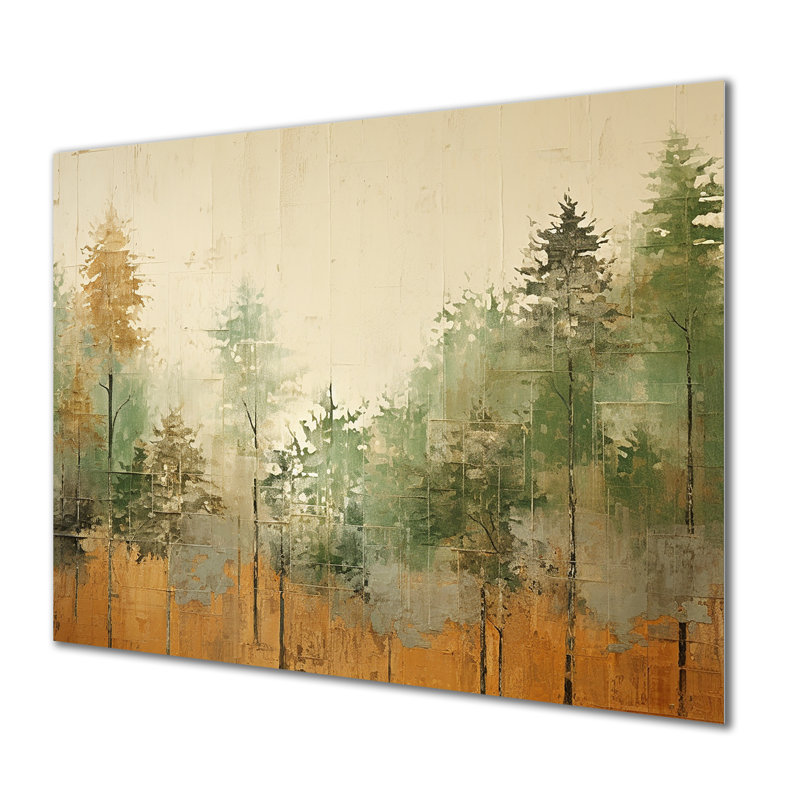 Art mural en métal vert vert beige et forêt sauvage I - Tachisme MT136197, H 30 po x l 40 po x P 1,5 po