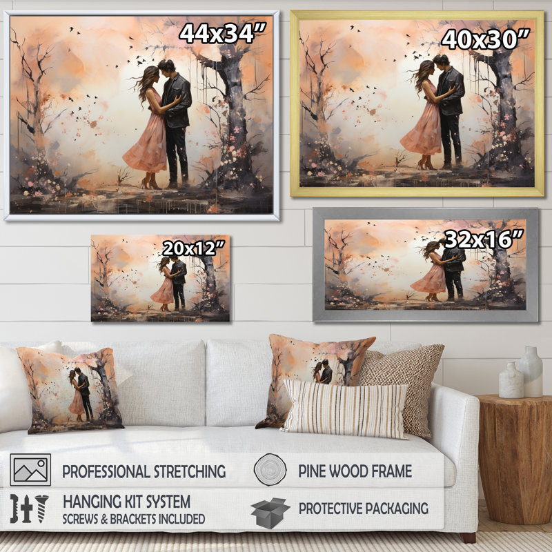 Paysage romantique aime les murmures I, Toile tendue, H 12 po x l 20 po x P 1 po