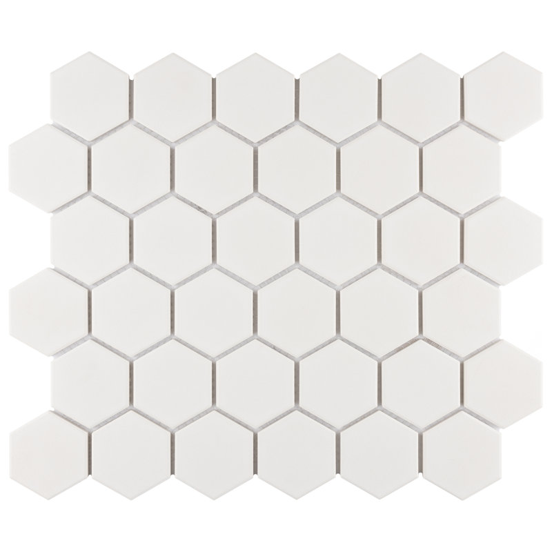 Gotham Hex  2" 11-1/8 " x 12-5/8 " Porcelain Mosaic Floor and Wall Tile, White