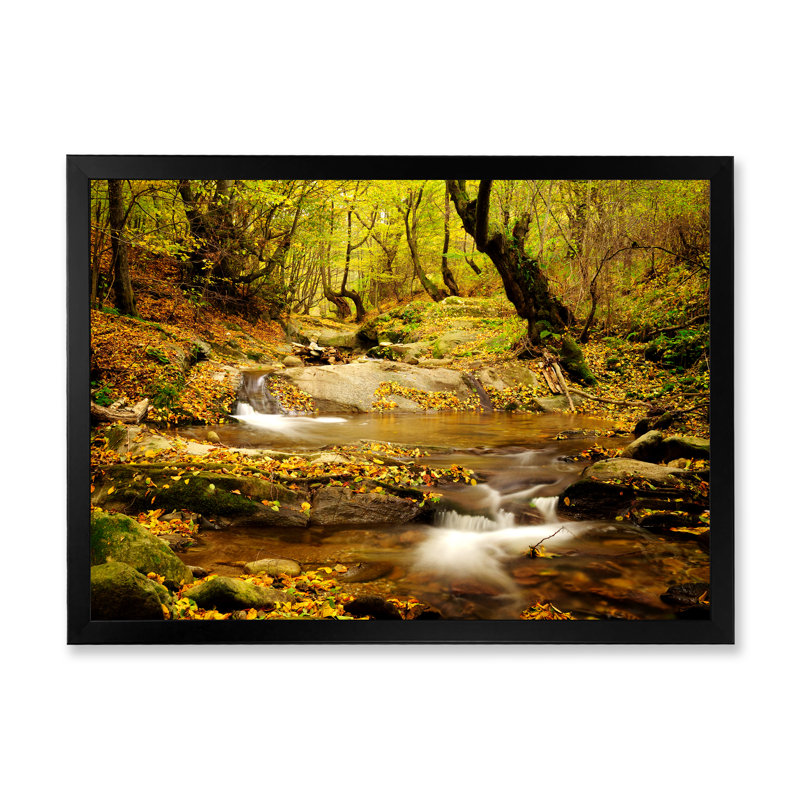 «Beautiful Autumn Forest River», décoration murale traditionnelle sur toile, Toile avec cadre noir, H 8 po x l 12 po x P 1 po