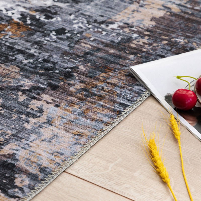 Tapis abstrait lavable à la machine KATINE, Rectangle 2 pi 6 po x 9 pi