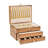 3-layer Silverware Storage Box With Drawer, Wooden Silverware Chest With Handle And Linen Liner For Storing Fine Flatware And Utensils,torched Wood