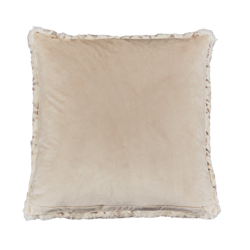 Beige and White Faux-Fur Snow Leopard 20" Throw Pillow