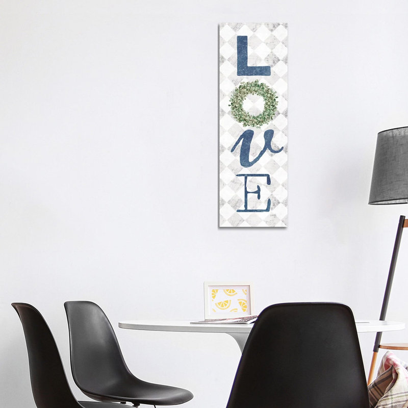 Love With Eucalyptus Wreath II by Marla Rae - Panoramic Print on Canvas, 30.48 cm H x 91.44 cm W x 3.175 cm D, Wrapped Canvas