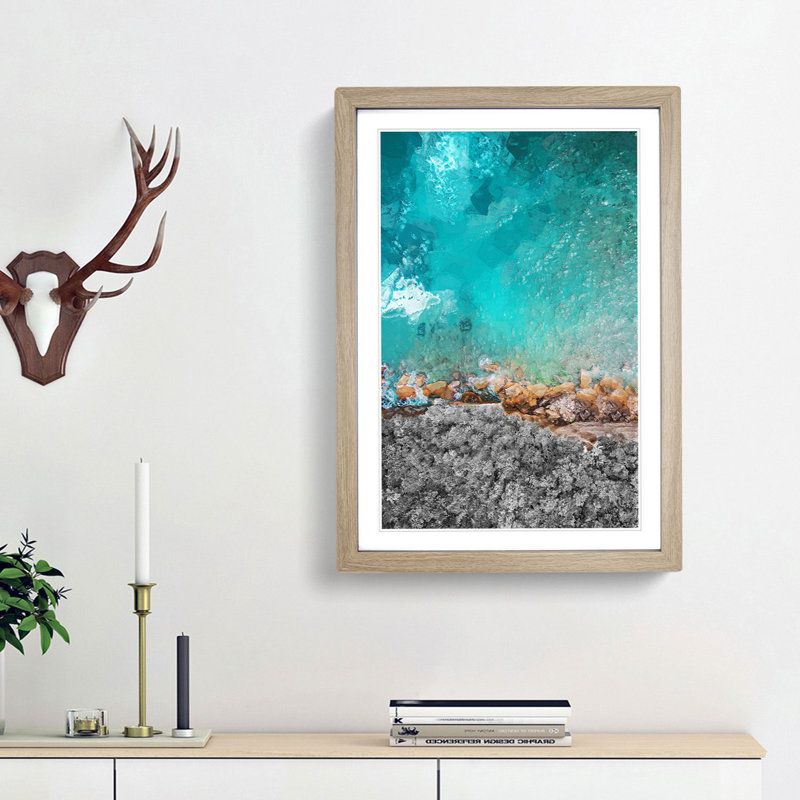 Atuh Beach in Bali Indonesia - Picture Frame Graphic Art Print, 87cm H x 62cm W x 2cm D, Oak Framed
